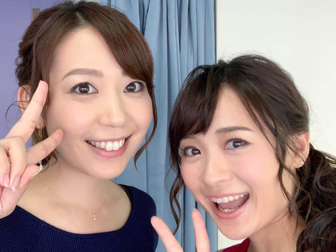 須黒清華のインスタグラム：「昨日、隣のスタジオで収録していた同期のミキティこと#繁田美貴 アナが楽屋に遊びに来てくれました〜💕 短い時間だったけど、ワイワイ🎶 #カラオケバトル も#武田鉄矢の昭和は輝いていた もよろしくお願いします(^^)」