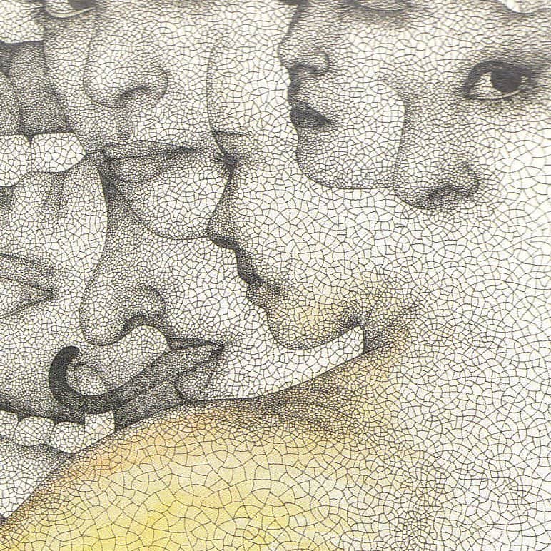 城景都のインスタグラム：「Title 【 元想進 】1994 #veinsofaleaf #skeltonleaf  #pencildrawing #gouachepainting #contemporary #paper #print #80sartwork #drawing #watercolorpainting #japaneseart #minimalism #japonismes #allhandwork #keitojoh」