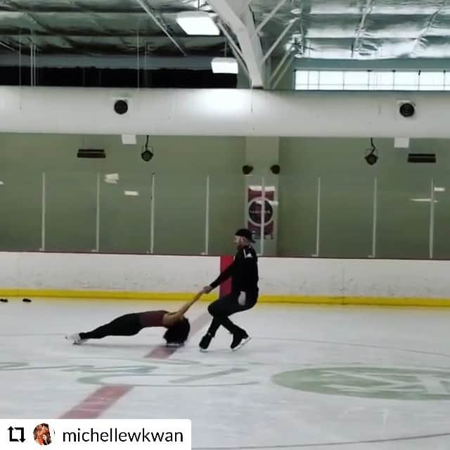 ジョン・コフリンのインスタグラム：「When the GOAT says death spiral, you death spiral #RepostPlus @michellewkwan - - - - - - Thought it was time to try another figure skating discipline - pair skating! With some training  @johncoughlinusa and I can make it to the 2022 Olympics for Team USA. #jk Although, I think we would be the only pair skaters that can do a “screaming death spiral” —  I’ve seen this move done a million times and it’s scarier and harder than I thought!😱📸@afank67」