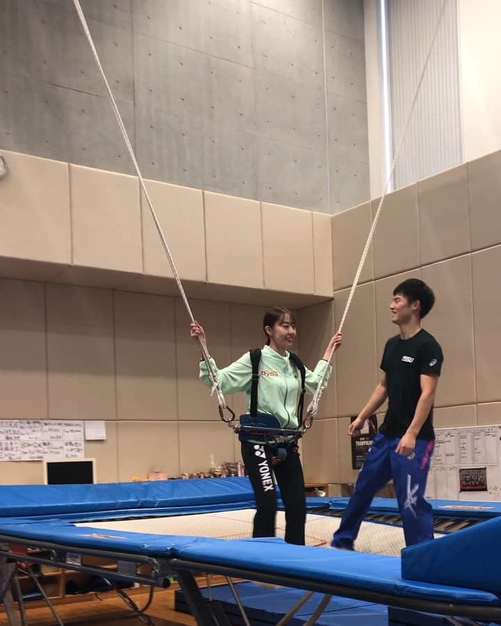 のインスタグラム：「トランポリンに挑戦させて貰ったよ☺️ #日体フェスティバル #日体大 #トランポリン  #果たして 藤江は #回転 #できたでしょうか？」