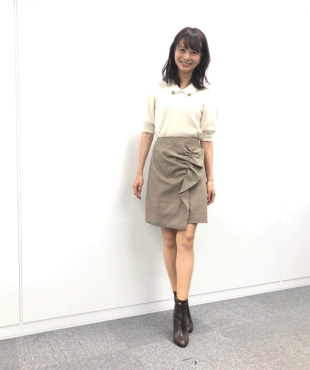 高見侑里さんのインスタグラム写真 - (高見侑里Instagram)「◡̈♥︎ BS11の衣装は トップス&スカート…#JILLbyJILLSTUART ピアス…#grosse ブーツ…#DIANA でした👗ではこの後のうまナビイレブンもよろしくお願い致します✧」11月3日 21時50分 - yuri_takami_official