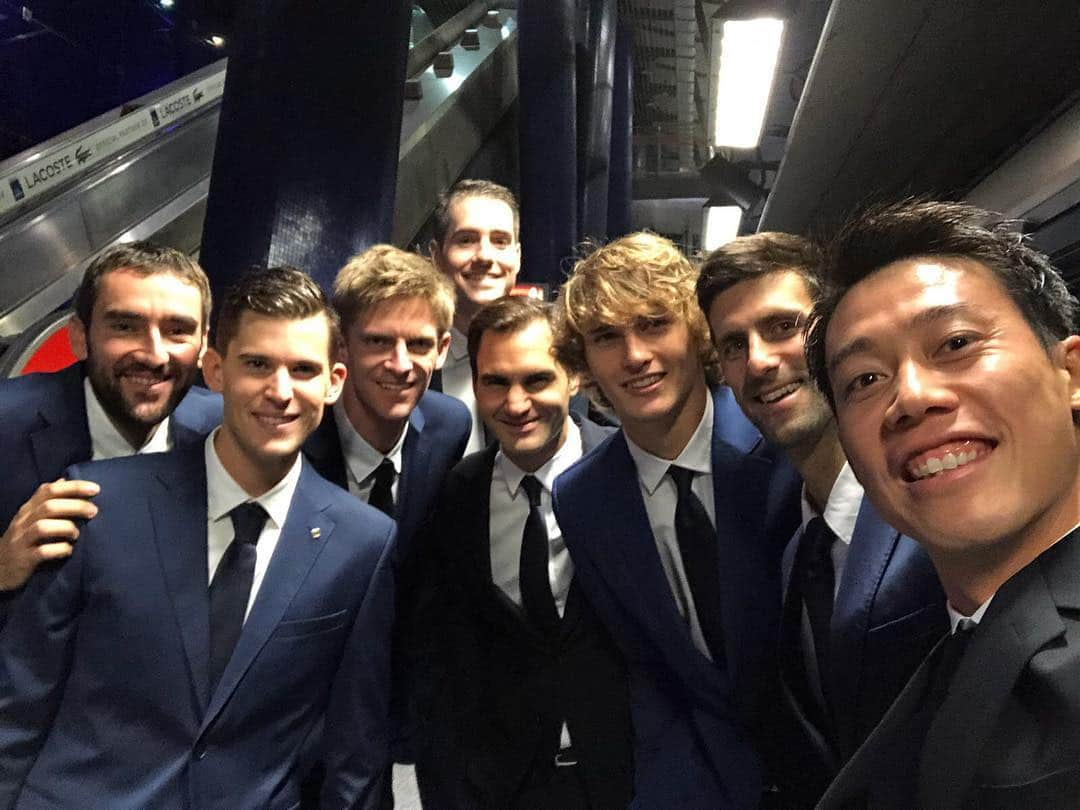 ドミニク・ティエムさんのインスタグラム写真 - (ドミニク・ティエムInstagram)「Good company at the official gala of the #NittoATPFinals ! 🇬🇧 Last day of practice came to an end and I’m ready for tomorrow ! 💪 #london #finals #bamos #heretocreate #4ocean」11月11日 3時01分 - domithiem