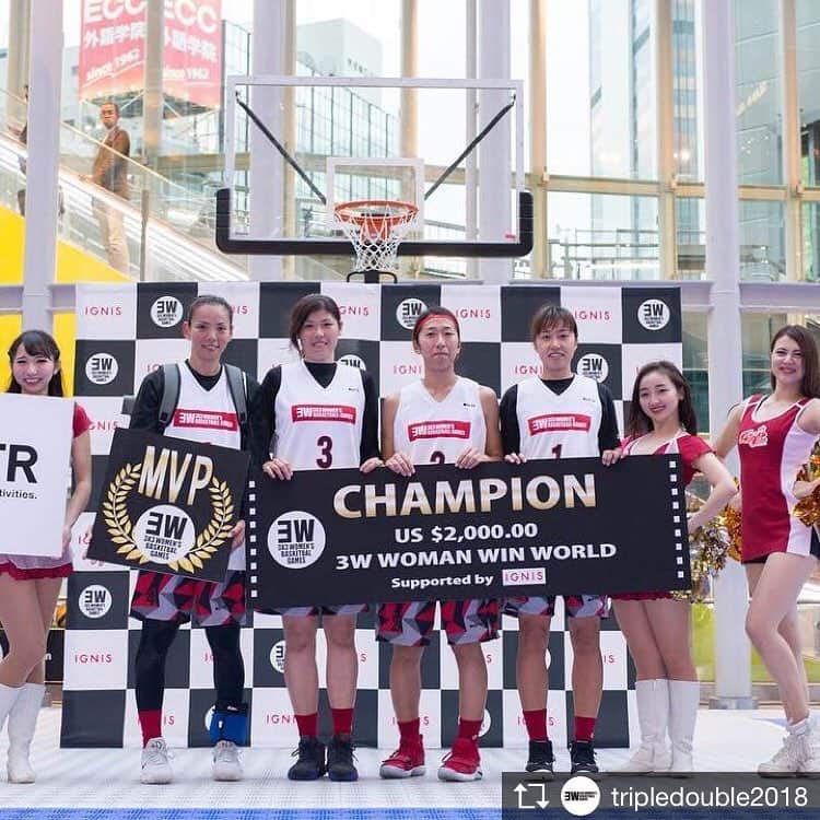 矢野良子のインスタグラム：「Repost from @tripledouble2018 @TopRankRepost #TopRankRepost . Round.4  渋谷ストリーム  AWARD⛹️‍♀️ . . 🥇REXAKT 🥈SHONAN SUNS 🥉Space Ball Mag . . MVP  矢野良子(REXAKT)  #TD3x3 #3W #tripledouble #3x3」