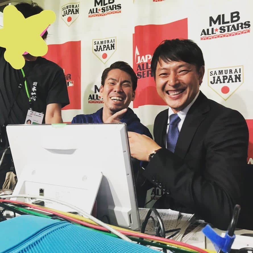 のインスタグラム：「昨夜の無事に解説をさせていただきました！ 緊張しましたが、アナウンサーの方や槙原さんにたくさん助けて頂きました！ マエケンにも救われました！ ありがとうございました(*^^*) .. I’m happy to say that last night’s announcing was a success! I was pretty nervous but Makihara-san and all the other announcers were really helpful! @18_maeken also helped me relax by joining us in the booth! It was a great experience, thank you all for the support!」