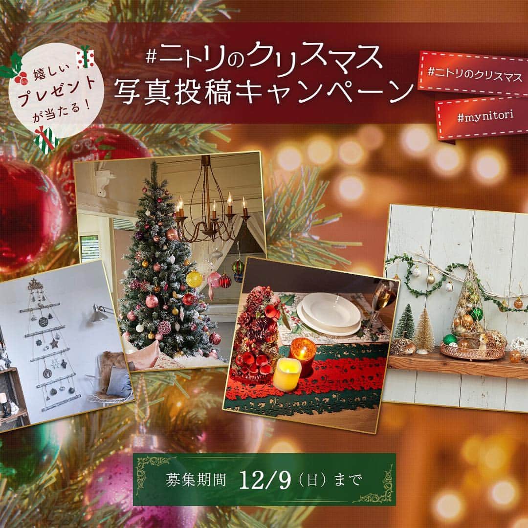 「お、ねだん以上。」ニトリ公式アカウントさんのインスタグラム写真 - (「お、ねだん以上。」ニトリ公式アカウントInstagram)「「 #ニトリのクリスマス 」みなさまのクリスマス写真がたくさん集まってきております😆💕 ニトリ公式Instagramアカウントで写真投稿キャンペーン開催中📸 ＼ニトリのクリスマス／ 募集期間は12/9（日）まで♪ . ニトリのクリスマス商品が写った写真を下記の手順に添って投稿してね✨ ① @nitori_official をフォロー ②「 #ニトリのクリスマス 」「 #mynitori 」の2つのタグをつける ③商品に @nitori_official のタグをつける ④インスタグラムに投稿 . ステキなご投稿の中から、「クリスマスツリー賞」「コーディネート賞」「使い方アイディア賞」として各賞の最優秀賞をそれぞれ1名様と優秀賞をそれぞれ3名様、計12名様に嬉しいプレゼントが🎁 ニトリのクリスマス商品は、いつご購入いただいたものでもOKです！ . 参加いただいたポストは、このインスタグラムアカウントでリポストさせていただくことも♪ @nitori_official のフォローもお願いします！ . 今回投稿いただいた素敵写真を一部ご紹介💕 @a__stagram3 様　ニトリのフェイクブランチで手作り流木ツリー👍場所を取らないからおすすめなんです！ホワイトコーデなお部屋に馴染んでますね☺ @yayoi_hori 様　お子様のなんとも嬉しそうな顔♪ニトリアイテムを使ったクリスマスツリーお気に召して頂けたようで嬉しいです✨ @diycaferoom 様 ニトリのミニツリー、ゴールドとホワイトのオーナメントを使用した玄関コーデ、大人可愛いです👍 @mutsumi_smd 様　シラカバツリー中心のコーデに、クリスマスカラーのドライフラワーがアクセントになっていて素敵です💕 @nm_newlife 様　シラカバのLEDガーランドを丸めてリースに♪電池部分をフォトフレームで隠す使い方が技ありです😆 . 【アイテム例：写真1枚目】 商品名：フェイクブランチ3個セット お値段：740円(税別) 商品コード：8640529 . 【アイテム例：写真2枚目】 商品名：オーナメント　フクロウ　グレー お値段：1,380円(税別) 商品コード：8640833 . 商品名：ボール6個セット　MISTYグリーン お値段：462(税別) 商品コード：8611618 . 商品名：ボール8個セット　MISTYグレー　※ニトリネット完売。各店舗在庫限り お値段：555円(税別) 商品コード：8611622 . 【アイテム例：写真3枚目】 商品名：ボール20個セット　MISTYゴールド お値段：555円(税別) 商品コード：8611577 . 商品名：ツリーオーナメント　トナカイヘッド(3個セット)　※ニトリネット完売。各店舗在庫限り お値段：462円(税別) 商品コード：8611551 . 【アイテム例：写真4枚目】 商品名：LEDツリー60cm(シラカバウッド) お値段：2,769円(税別) 商品コード：8620853 . 商品名：ボール10個セット(ピンクゴールドシルバー) お値段：185円(税別) 商品コード：8611624 . 【アイテム例：写真5枚目】 商品名：LEDガーランド30L　シラカバ お値段：1,843円(税別) 商品コード：8620846 . ※上記商品情報を掲載しているアイテム以外は、撮影者様の私物です。現在は取り扱いのない商品もございます。 (判別できる商品に関しては可能な限りアイテム例に記載しておりますが、不明確なものに関しては 記載をしておりません。あらかじめご了承下さい。) ※季節品の為、ご案内している商品についてもニトリネットや各店舗で在庫限り、完売となる場合がございます。 ※ハッシュタグは必ず「 #ニトリのクリスマス 」「 #mynitori 」の2つを付けてください。 ※インスタグラムの非公開アカウント設定をOFFにしている必要があります。 ※賞ごとにそれぞれ、厳密な審査の上、各賞の最優秀賞をそれぞれ1名様と優秀賞をそれぞれ3名様、計12名様を選出させていただきます。 ※当選者の方にはインスタグラムのダイレクトメールにてお知らせします。 ※ニトリ商品は現在までに購入されたクリスマス商品すべてが対象となります。 ※キャンペーン中はニトリ公式SNSアカウントから、いいね！やリポストをさせていただくこともあります。 ※プレゼントの内容は予告なく変わる場合がございます。あらかじめご了承願います。 ※当選したか否かに関わらず株式会社ニトリが出稿する雑誌広告等、その他WEB媒体やFacebookページ等のSNSに投稿データを使わせていただく可能性がございます。 . #おねだん以上 #ニトリ #写真投稿キャンペーン #クリスマスキャンペーン #キャンペーン #プレゼントキャンペーン #プレゼント企画 #クリスマス #Xmas #🎄 #クリスマス飾り #クリスマス雑貨 #クリスマスツリー #オーナメント #クリスマスリース #クリスマス仕様 #クリスマス準備 #子ども部屋 #リビング #玄関インテリア #インテリア #インテリアコーディネート #雑貨好き #暮らしを楽しむ #季節を楽しむ #ニトリで購入 #myroom」11月15日 18時00分 - nitori_official