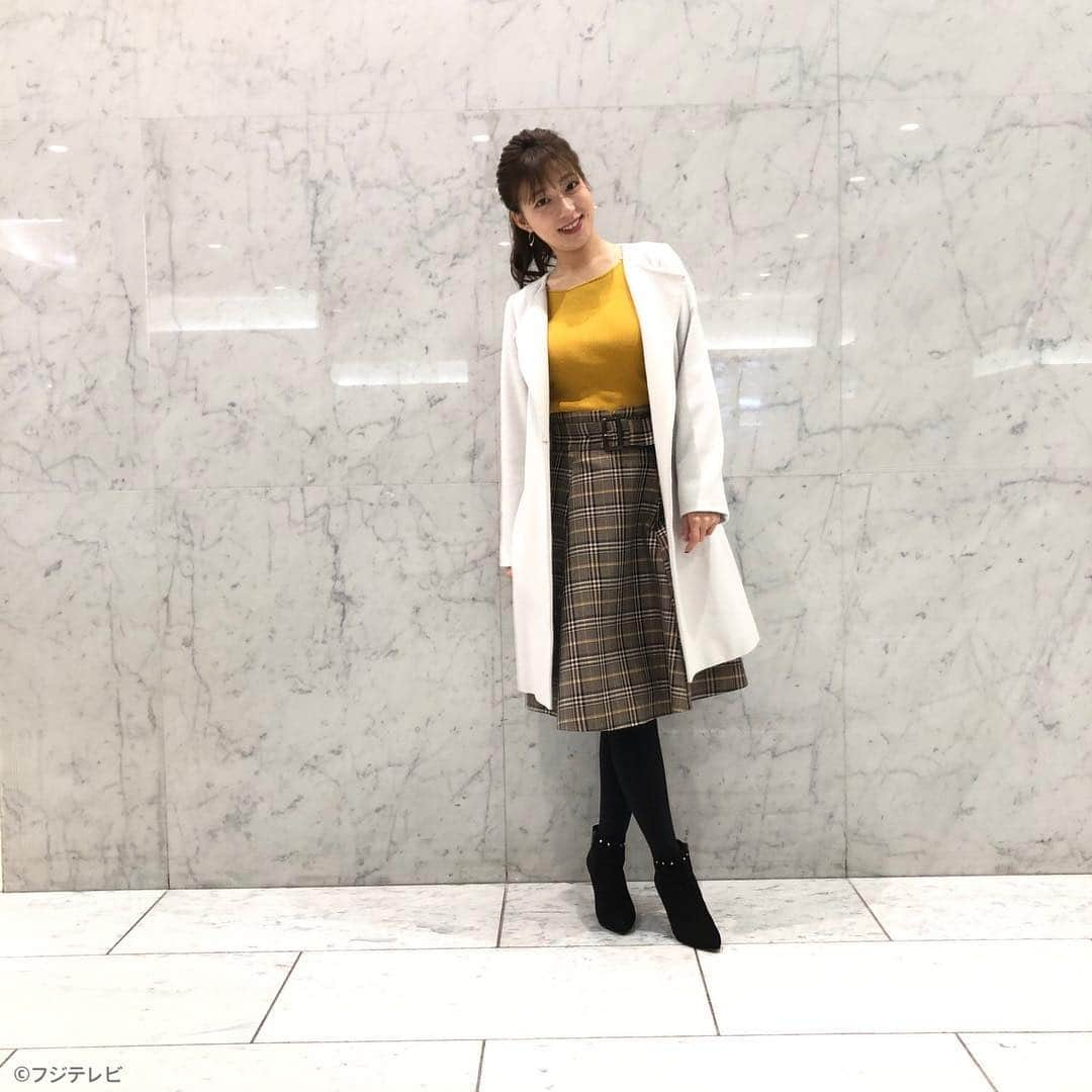 フジテレビ「めざましテレビ」さんのインスタグラム写真 - (フジテレビ「めざましテレビ」Instagram)「11月19日（月）きょう何着て行く？ ・ ファッション雑誌CanCamとコラボした お天気コーナー「きょう何着て行く？」 阿部華也子ちゃんの毎日のコーデを紹介♪ ・ 【きょうのコーデ】 コート→#アプワイザーリッシェ 6万9000円 ニット→#アプワイザーリッシェ 1万3000円 スカート→#アプワイザーリッシェ 1万8000円 靴→#DIANA 2万2500円 ・ 【コーデのポイント】 今の季節にぴったりなこっくりとした マスタードイエローのニットがポイント👗 同じ色のラインが入ったチェックスカートを 合わせるとおしゃれ感がさらに高まります✨ アウターはシンプルデザインのものを選ぶと 好バランスです🙆‍♀️ ・ #めざましテレビ #きょう何着て行く？ #阿部華也子 #今日のコーデ#コーデ #CanCam #今日のファッション#ootd #きょう何着て行く？は月〜金朝6時22分ごろ放送！」11月20日 0時02分 - mezamashi.tv