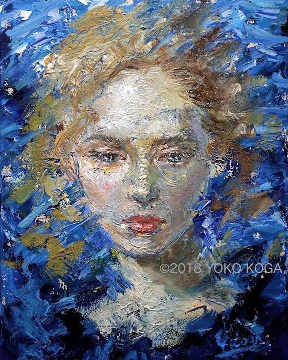 古賀陽子のインスタグラム：「”The Water Nymph”, 2018, oil on canvas, 33.4cm×24.3cm ———————— いよいよ明日から個展が始まります！ 展示準備も完了しました♬ 2枚目は展示の一部です🎬 多くの方に作品をご覧いただけますように🙏🏻 "水のニンフ" F4号 新作 【古賀陽子 個展のお知らせ】 📆11月23日(金)〜11月27日(火) 場所👉FLORE Artist Gallery 神戸市中央区山本通 1－7－9ブーミン北野  1F アクセス: 阪急電鉄三宮駅・JR 三ノ宮駅 東出口→徒歩８分、阪神電鉄三宮西出口→徒歩５分、東海道新幹線新神戸駅→車５分 #神戸北野 の広いギャラリーで、大作を含む30点以上の作品を展示します‼️ "ニンフ"シリーズや着物シリーズなど、油彩の人物画をゆっくりご覧ください。 皆様のお越しを心よりお待ちしております^ ^ #芸術の秋 #ギャラリー巡り  #北野坂 #個展 #exhibition #ギャラリー #画廊 #アート #art #画家 #artist #古賀陽子 #yokokoga #油絵 #肖像画 #絵 #painter #人物画 #artstagram #gallery #portraitpainting #portraitartist #portrait #アーティスト #artwork #アート好きな人と繋がりたい  #神戸」