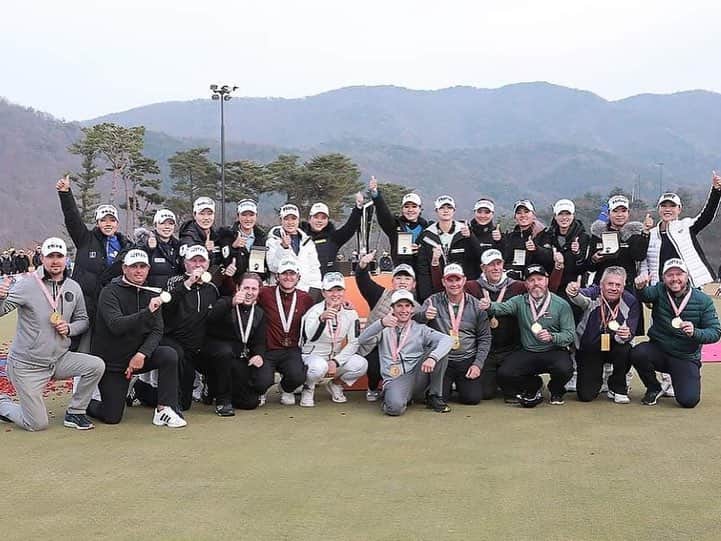 ミンジー・リーのインスタグラム：「우리 팀 감사합니다☺️ 모두 너무 수고했어요!! 멋져요❤️ Team Lpga thankyou for an awesome week filled with great memories☺️ Inbee Unni thank you so much for inviting me😍」