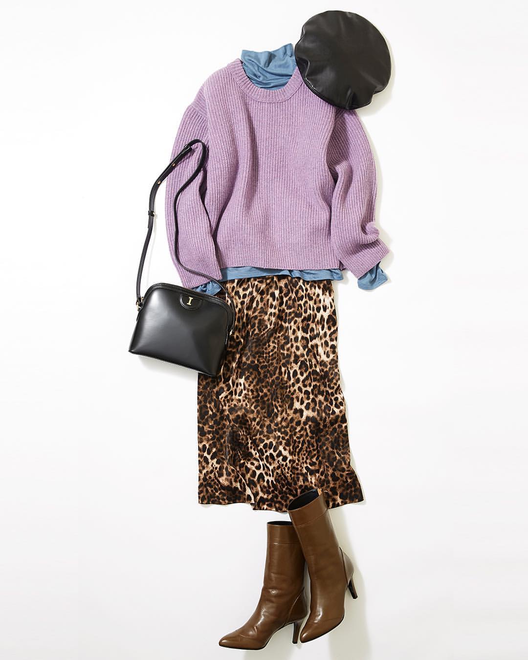 ルミネ公式のインスタグラム：「クラシックなコーデにはクール色を足して #ニット ¥14,000+TAX #プルオーバー ¥10,000+TAX #スカート ¥13,000+TAX #ベレー帽 ¥8,800+TAX #バッグ ¥27,000+TAX #ブーツ ¥35,000+TAX ・ [ #LUMINEMAGAZINE ] #lumine #ルミネ #ルミネ北千住 #ビューティアンドユースユナイテッドアローズ #イエナ #フレームワーク #ガリャルダガランテ #ootd #outfit #fashion #coordinate #コーディネート #ファッション #デイリーコーデ #コーデ #フォロー #川上さやか http://magazine.lumine.ne.jp/?p=79358 ※商品の価格や取り扱い状況は撮影時点のもので、変更になることがあります。」