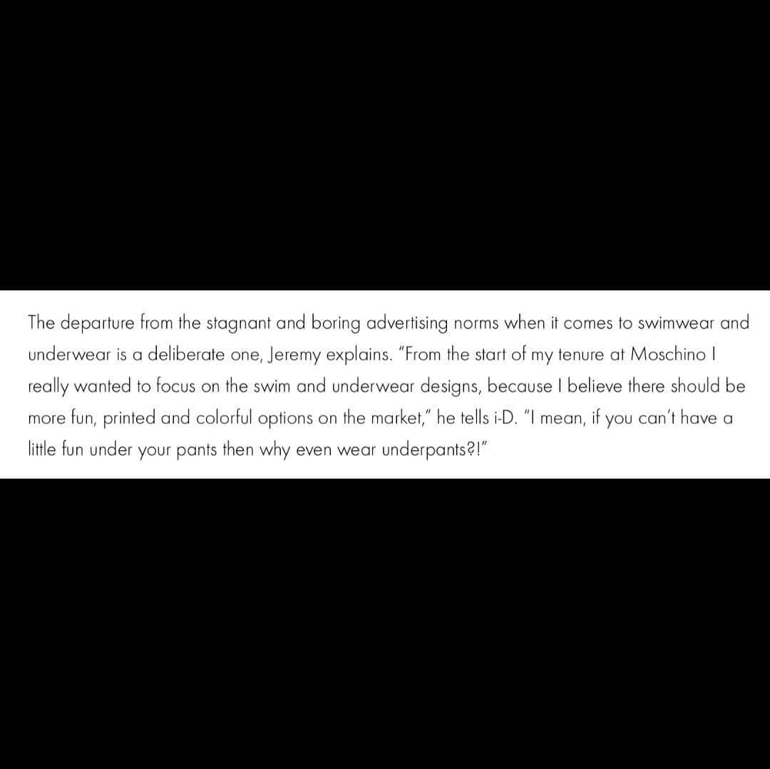 ジェレミー・スコットさんのインスタグラム写真 - (ジェレミー・スコットInstagram)「“IF YOU CAN’T HAVE FUN UNDER YOUR PANTS WHY EVEN WEAR UNDERPANTS” 🤷🏻‍♂️ FROM MY INTERVIEW W @i_d MAGAZINE ... FOOD FOR THOUGHT ! 🤔💭 #DENEKKANIA」11月30日 2時04分 - jeremyscott