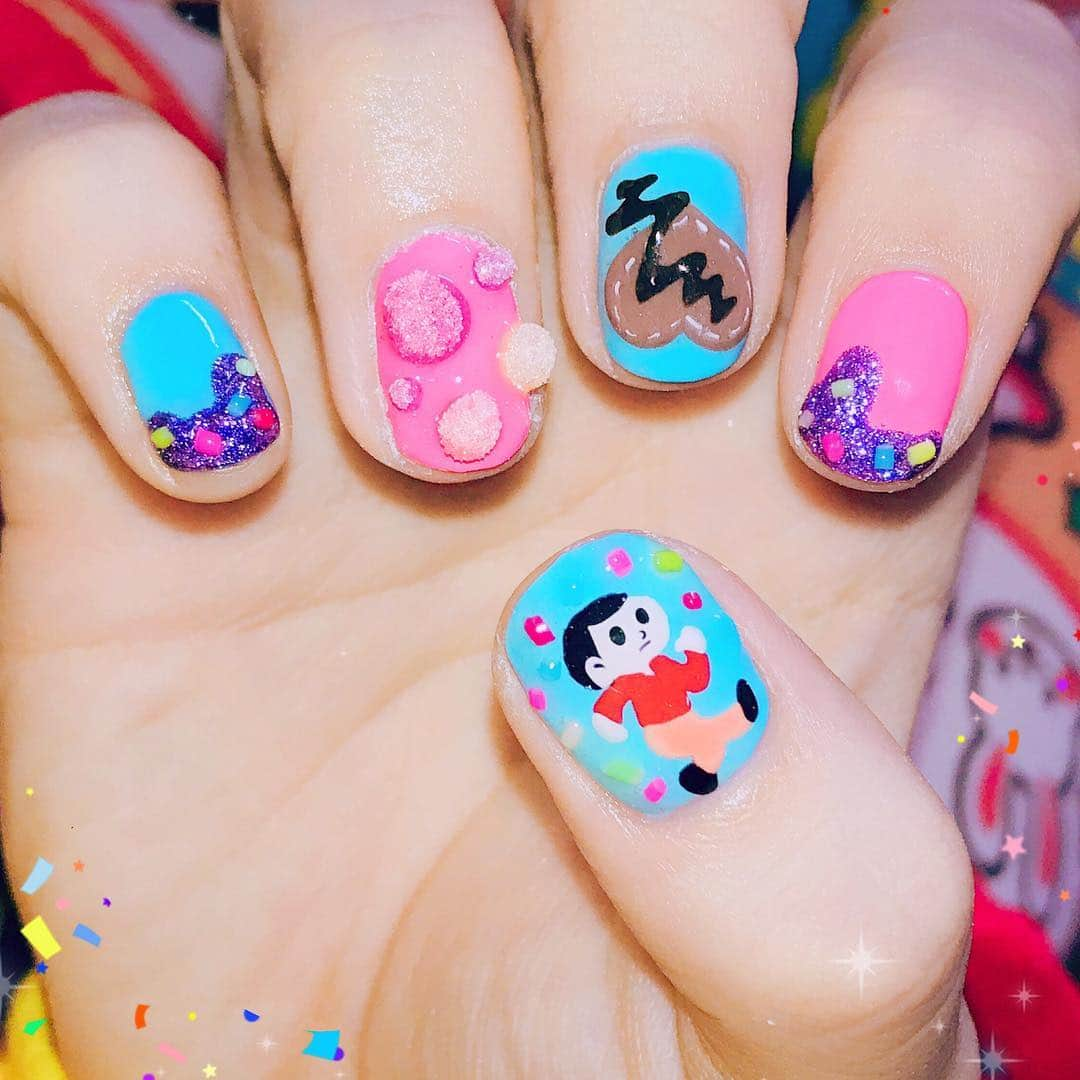 紅林大空さんのインスタグラム写真 - (紅林大空Instagram)「🏃‍♂️🍩🍭 #sugarrush #kawaii #cutenails #3dnail #シュガーラッシュ #飛び出し坊や #とび太くん #飛び出し坊や0系 #なかやまちえこ  #くればやしネイル」11月30日 2時50分 - kurebayashiii