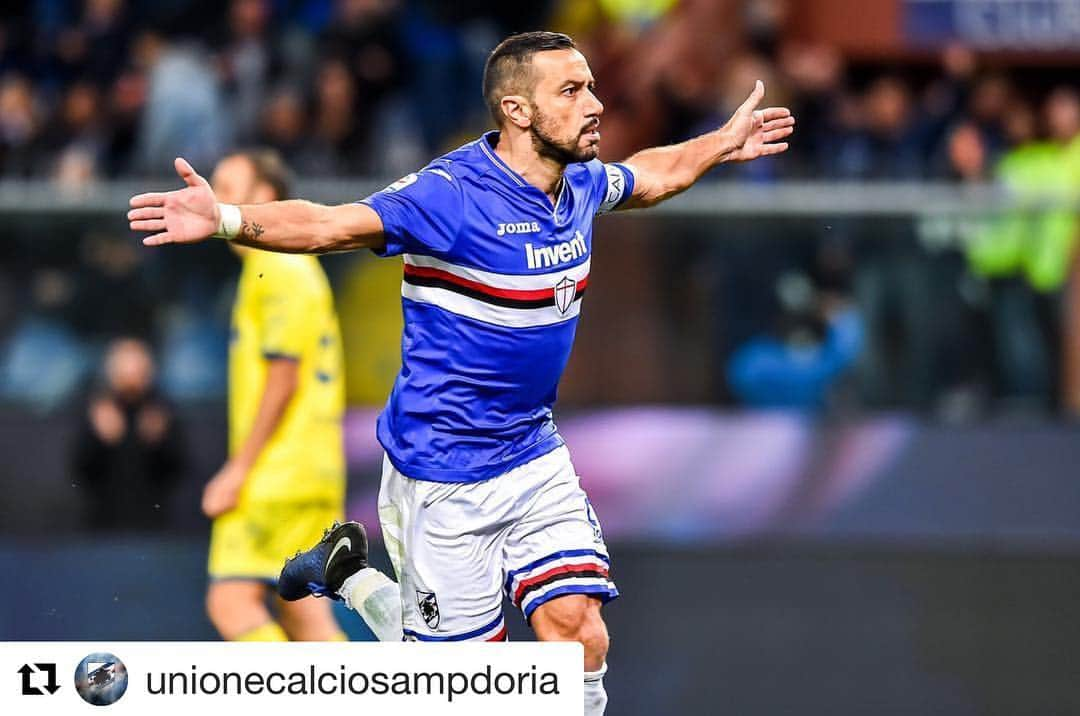 アンジェロ・パロンボのインスタグラム：「E vola vola si va... +3 💪🏻💪🏻 Grandi Ragazzi #sampdoria #serieatim #marassi #forzasamp #ap17 #bomber #fabioquagliarella #top #team #nonmollaremai」