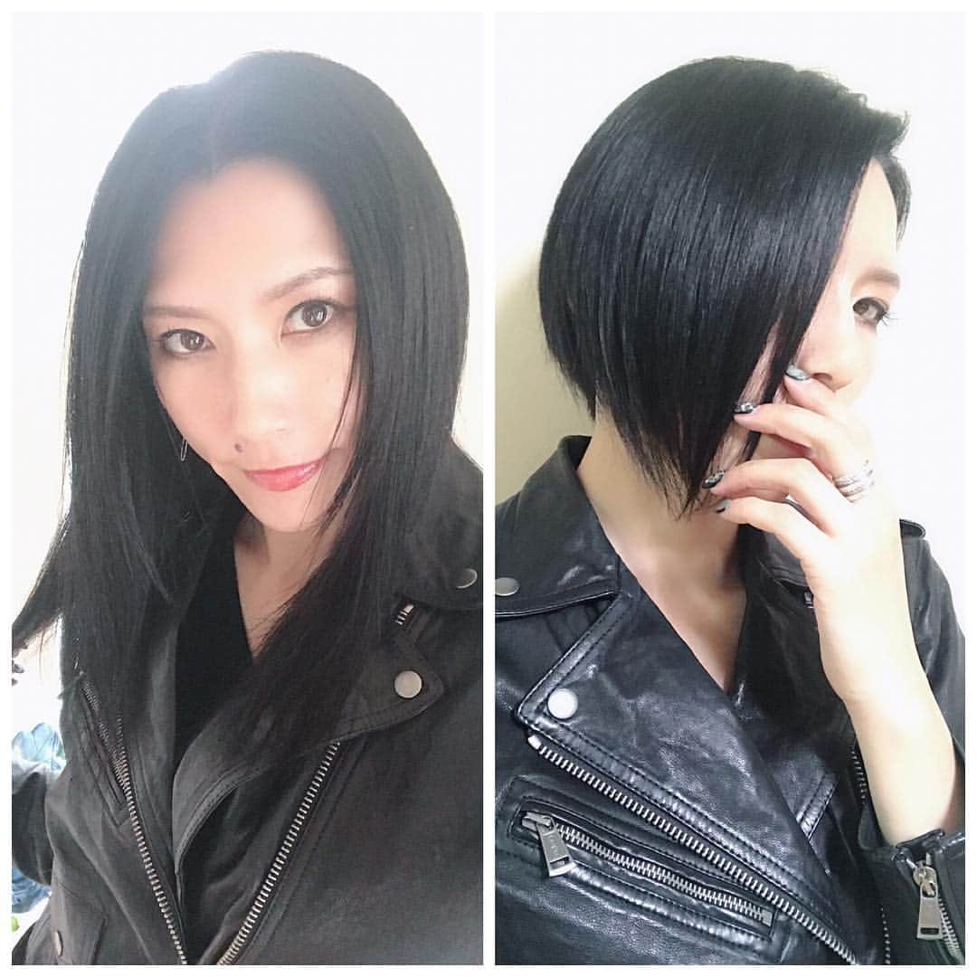 鷹村アオイのインスタグラム：「. 髪をばっさり切ったビフォーアフター✨ シャンプーが楽すぎる🤩✨ . #ビフォパ #ビフォパ新潟 #ヘアカット #ビフォーアフター #ビフォーアフター写真 #シャンプーが楽」