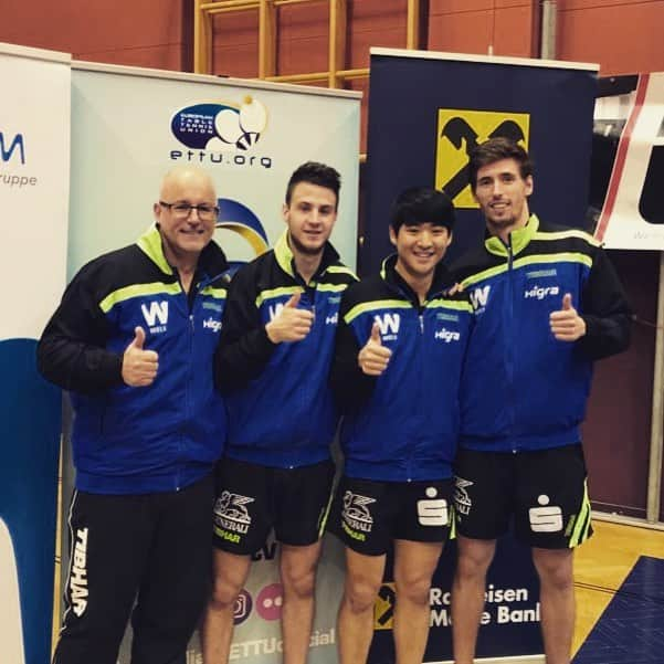 SZUDI Adamのインスタグラム：「Qualified for quarter finals in Champions League! Bravoo guys!!!! 💪🏻💪🏻 #championsleague #androtabletennis #🇭🇺 #hunteam」