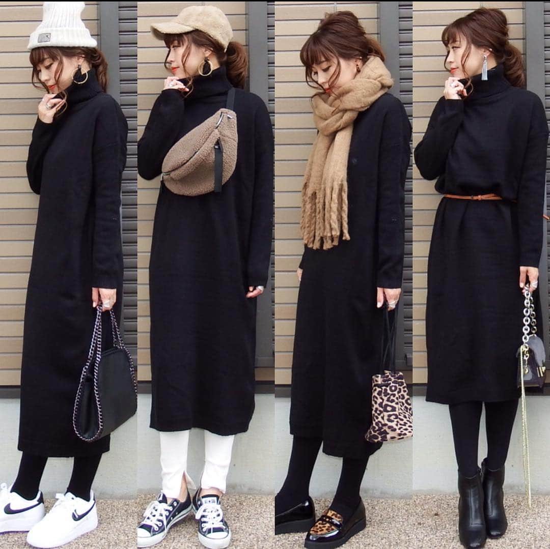 Miho A Nicoさんのインスタグラム写真 Miho A Nicoinstagram コーデの記録 Titivatejp の タートルネックロングニットワンピース ネイビーと色違いでブラックもゲット ブラックも可愛い ラインがキレイなのでカジュアルからキレイ目まで着回せる