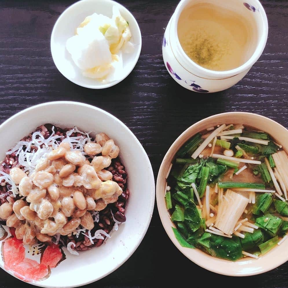 国生さゆりさんのインスタグラム写真 - (国生さゆりInstagram)「おはよう😃今朝は絶対納豆ご飯とほうれん草と決めていた🍚お茶碗薩摩焼です。#朝食 #納豆ごはん#玄米ごはん #薩摩焼 #国生さゆり」12月9日 8時55分 - sayurikokusho