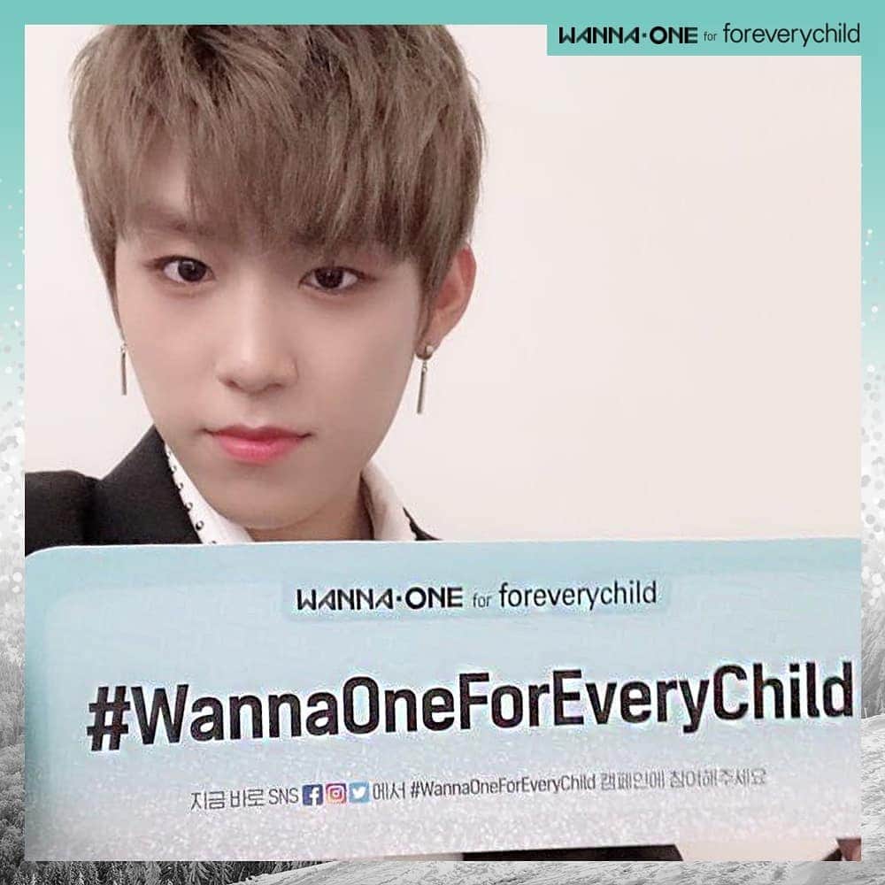 のインスタグラム：「#WannaOneForEveryChild Campaign . 전 세계 어린이들이 따듯해질 수 있도록 워너원 멤버들과 함께 지금 바로 응원해주세요! 여러분의 참여가 따뜻한 바람이 되어 양털 담요 0807세트로 전달됩니다. . ▶참여방법 어린이들에게 따뜻함을 전해줄 나만의 아이템을 촬영하여 응원의 메시지와 함께 개인 SNS에 업로드해주세요! . ※필수 포함 내용 전 세계 어린이들이 따뜻함을 통해 환하게 웃을 수 있도록 행복한 얼굴로 우리 다시 만날 수 있도록 #WannaOneForEveryChild . 참여해주신 분 중 추첨을 통해 따뜻한 겨울을 보낼 수 있는 스페셜 기프트를 선물 드립니다. . ▶참여기간 12/1(토)~12/14(금), 12/21(금) 당첨자 발표 예정 . Wanna One for UNICEF *유니세프는 특정 브랜드나 상품을 후원하지 않습니다 . #WannaOneForEveryChild #WannaOneForUNICEF #WannaOne #워너원 #POWEROFDESTINY #봄바람 #UNICEF #유니세프」