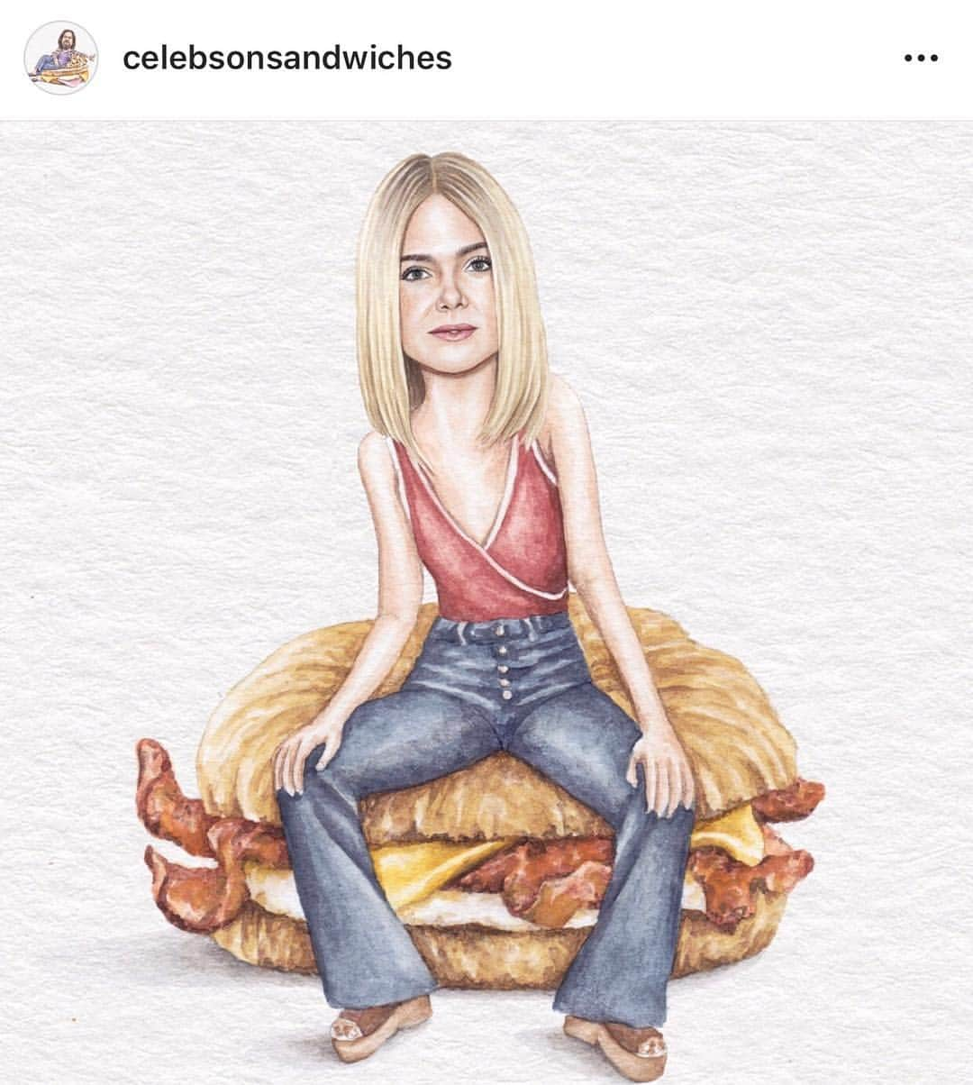 エル・ファニングさんのインスタグラム写真 - (エル・ファニングInstagram)「@celebsonsandwiches 🥐🍳🥓🧀🙌🙌🙌🙌 been wanting to sit on a sandwich for so long」12月13日 15時28分 - ellefanning