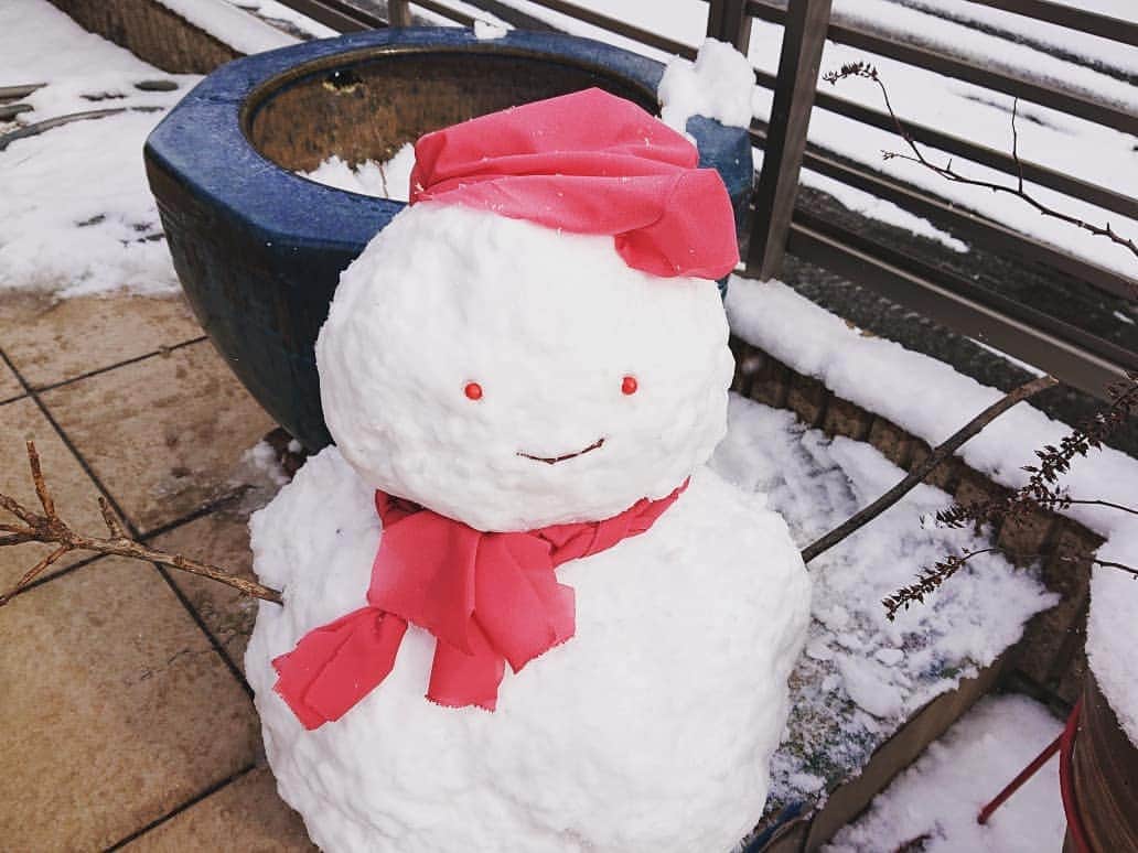 加藤沙知さんのインスタグラム写真 - (加藤沙知Instagram)「雪遊び。  久しぶりに雪だるまを作ってみました。  完成と思ったら、 母から帽子とマフラーが手渡されました！  童心にかえる年末です。笑  #雪だるま #雪 #snow #実家 #群馬県 に #帰省」12月30日 10時56分 - mrt.kato