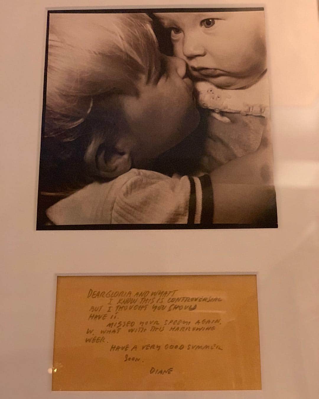 グロリア・ヴァンダービルトのインスタグラム：「#DianeArbus sent me this original print of a photo she took of Carter and Anderson. She took photos at our house for weeks, but I dont think this one has ever been shown anywhere. In the note below she says, “I know this is controversial, but i thought you should have it.”」