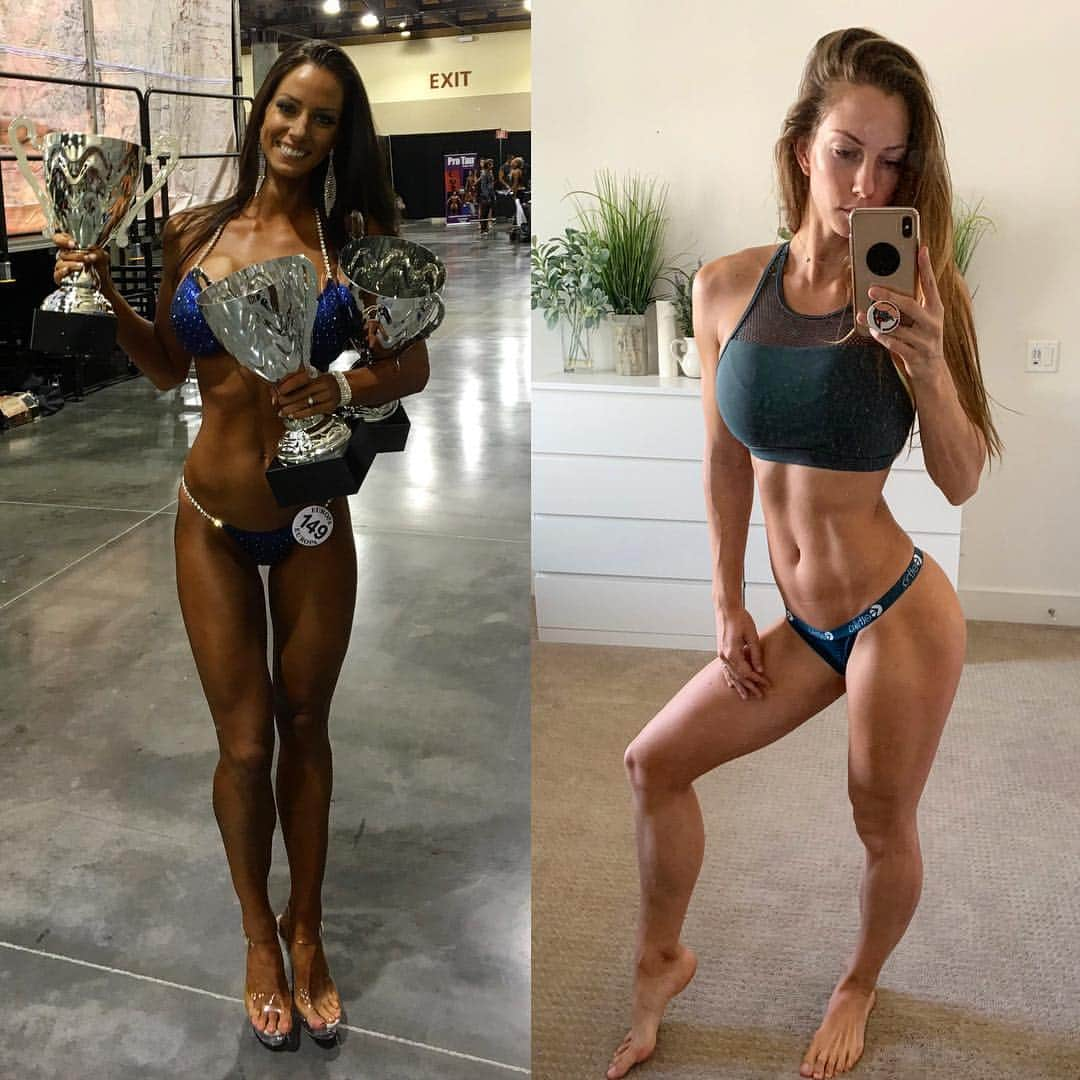 Janna Breslinさんのインスタグラム写真 - (Janna BreslinInstagram)「2015- 120lbs. ➡️ TODAY- 140lbs. Ohhh competing days... I worked hard for my shows but the majority of the “hard” was in the extremely restrictive dieting, hours of cardio everyday, and trying to not let it affect my sanity or personal relationships. It taught me my discipline for sure. - I have respect for those that compete but the level of health and happiness I now have cannot be compared and is not worth sacrificing for plastic trophies 🏆 My ultimate goal is to be healthy & balanced on every aspect and unfortunately competing does not support my goals 🙅🏻‍♀️❌ Hence why I don’t compete anymore. - I’m 15-20 lbs. heavier on the right today! I feel better physically/mentally/emotionally… all of it 😍 The type of “hard” I experience now is a healthy addiction 😈without any extreme dietary restrictions or over training. Just good old fashioned hard work, eating well, eating enough, lifting heavy, pushing myself and focusing more on athleticism vs aesthetics. - The fact that I’m able to only focus on my fitness/performance while still being relatively lean has given me complete freedom from obsessing over how I look or criticizing every single inch of my body 🙌🏻. - Mental health is EVERYTHING❕Who agrees?! ——————— Try my free workout! Training/recipes for women and men of all levels ➡️ Download my APP 📲 Hit the link in my bio! ________________ #transformation #aesthetics #healthylife #healthybody #fitness #health #confidence #bikinibody #npcbikini」12月17日 10時15分 - jannabreslin