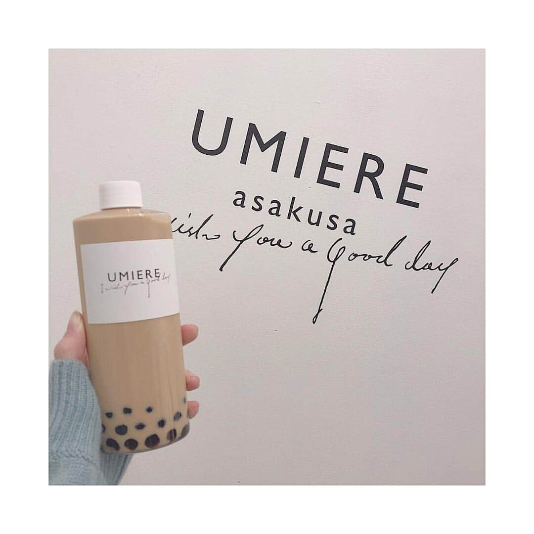 のインスタグラム：「タピオカの粒が 大きくておいしかった🤤 . #神宿  #タピオカ  #浅草  #umiere  #ミルクティー」