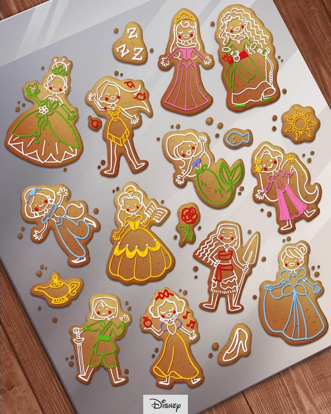 美女と野獣のインスタグラム：「The baker with his tray made these. 👨‍🍳🍪 Pick your favorite gingerbread princess!」