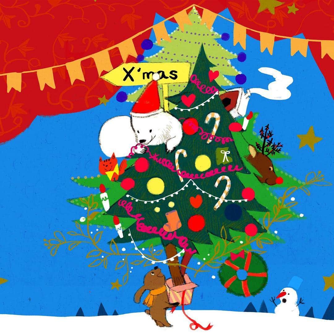 momoroさんのインスタグラム写真 - (momoroInstagram)「‬ ‪#クリスマス‬ ‪#christmas‬ #illustration #momoro#santaclaus#絵本#ももろ#イラスト#サンタ #サンタクロース#bear#くま#クマ#熊#snow#雪#polarbear #しろくま#シロクマ#クリスマスリース #サンタさんまだかな」12月23日 9時47分 - momoro6666