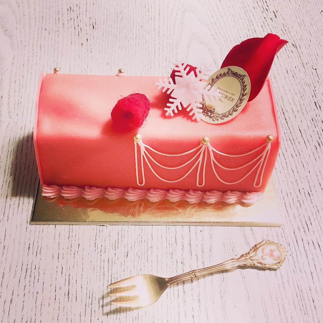 前野えまさんのインスタグラム写真 - (前野えまInstagram)「メリークリスマス🎄 今年のケーキはピンクのケーキ💓  #laduree  #ラデュレ  #クリスマス  #クリスマスケーキ  #クリスマスケーキ2018  #ピンク  #前野えま」12月25日 6時24分 - maeno_ema