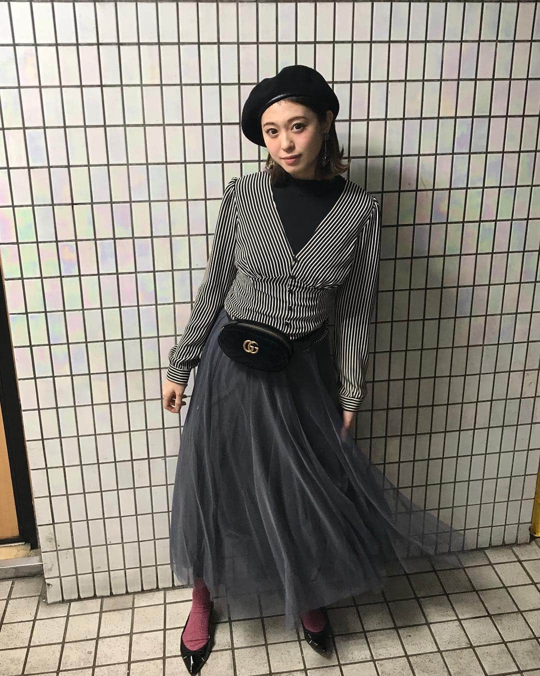 大川藍さんのインスタグラム写真 - (大川藍Instagram)「#ootd#fashion  #tops#uniqlo#bershka#ユニクロ#ベルシュカ#レイヤード#レイヤードコーデ @uniqlo @bershkacollection  #skirt#fifth#fifthtl#フィフス#チュールロングスカート @fifth_store  #bag#gucci#グッチ @gucci  #shoes#gu#ジーユー#パンプス @gu_global  #基本#プチプラコーデ」1月19日 20時01分 - okawa.ai