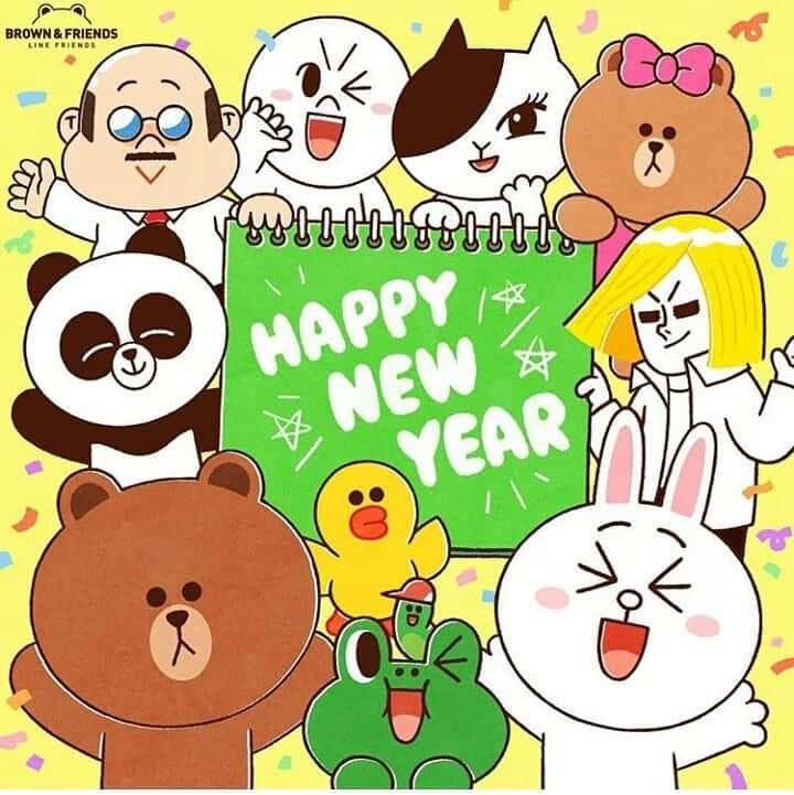 CHOCOのインスタグラム：「We wish you a happy 2019! Happy New Year!! #NewYear #Celebration #BOSS #MOON #JESSICA #CHOCO #JAMES #PANGYO #SALLY #LEONARDO #CONY #EDWARD #BROWN #LINEFRIENDS」