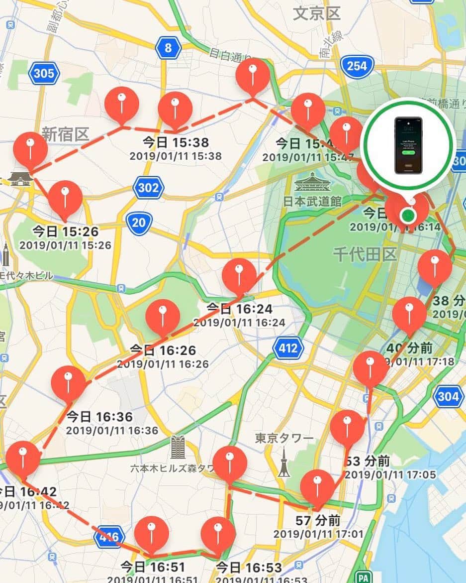 樽美酒研二さんのインスタグラム写真 - (樽美酒研二Instagram)「#携帯を無くした記念 #GPS追跡 #俺の携帯一人旅 #無事に戻ってきました」1月12日 15時22分 - ketsu.no.kamisama
