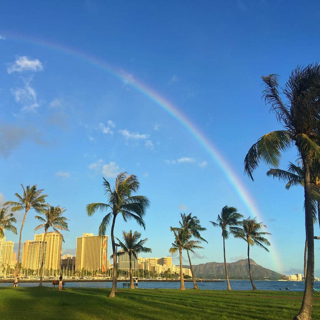 Belle Vie Hawaiiさんのインスタグラム写真 - (Belle Vie HawaiiInstagram)「ダイヤモンドヘッドに﻿ 青空とヤシの木と虹🌈﻿ ザ・ホノルル風景です🤙﻿ ﻿ ﻿ ﻿ ﻿ #belleviehawaii #aloha﻿ #hawaii #rainbow﻿ #honolulu #waikiki﻿ #ハワイ #ベルヴィー﻿ #ワイキキ #アロハ﻿ #ハワイ大好き #ハワイ旅行﻿ #ハワイコスメ #ハワイ買い物﻿ #ハワイ好き #虹﻿ #ハワイ好きな人と繋がりたい」1月16日 6時51分 - belleviehawaii