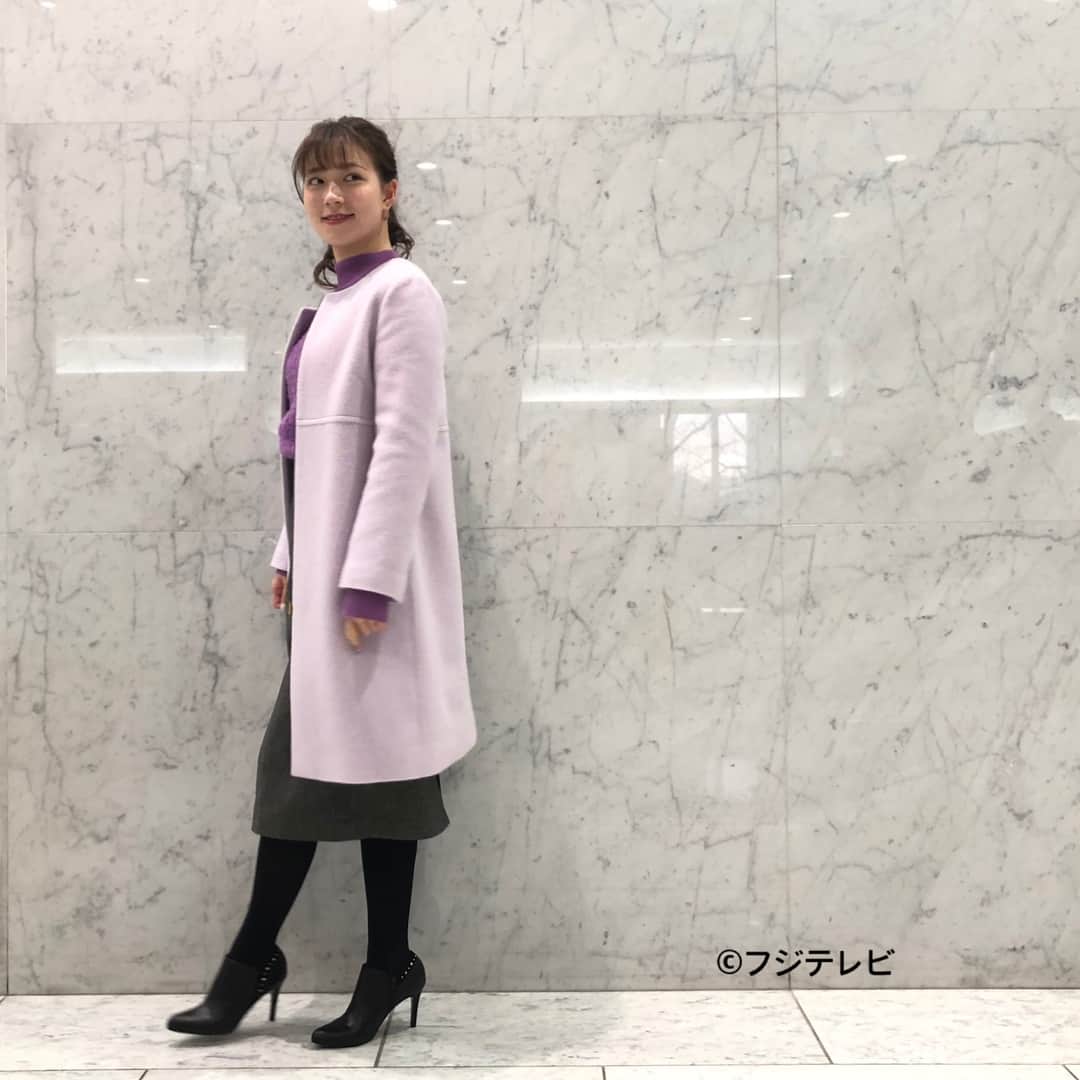 フジテレビ「めざましテレビ」さんのインスタグラム写真 - (フジテレビ「めざましテレビ」Instagram)「1月16日（水）きょう何着て行く？ ・ ファッション雑誌CanCamとコラボした お天気コーナー「きょう何着て行く？」 阿部華也子ちゃんの毎日のコーデを紹介♪ ・ 【きょうのコーデ】 コート→#WILLSELECTION 4万2000円 ニット→#AndCouture 1万1000円 スカート→#UNRELISH 8900円 靴→#セヴントゥエルヴサーティ 2万5000円 ピアス→#JUPITER 2万4000円 ストール→#LODISPOTTO 3900円 タイツ→#fukuske 2000円 ・ 【コーデのポイント】 暗くなりがちな冬コーデをパッと華やかにしてくれる ラベンダーカラーのコート🧥✨ 中にはパープルニットを合わせて グラデーション配色にまとめると感度の高さが アピールできますよ🦄 ・ #めざましテレビ #きょう何着て行く？ #阿部華也子 #今日のコーデ#コーデ #CanCam #今日のファッション#ootd #きょう何着て行く？は月〜金朝6時22分ごろ放送！」1月16日 16時12分 - mezamashi.tv