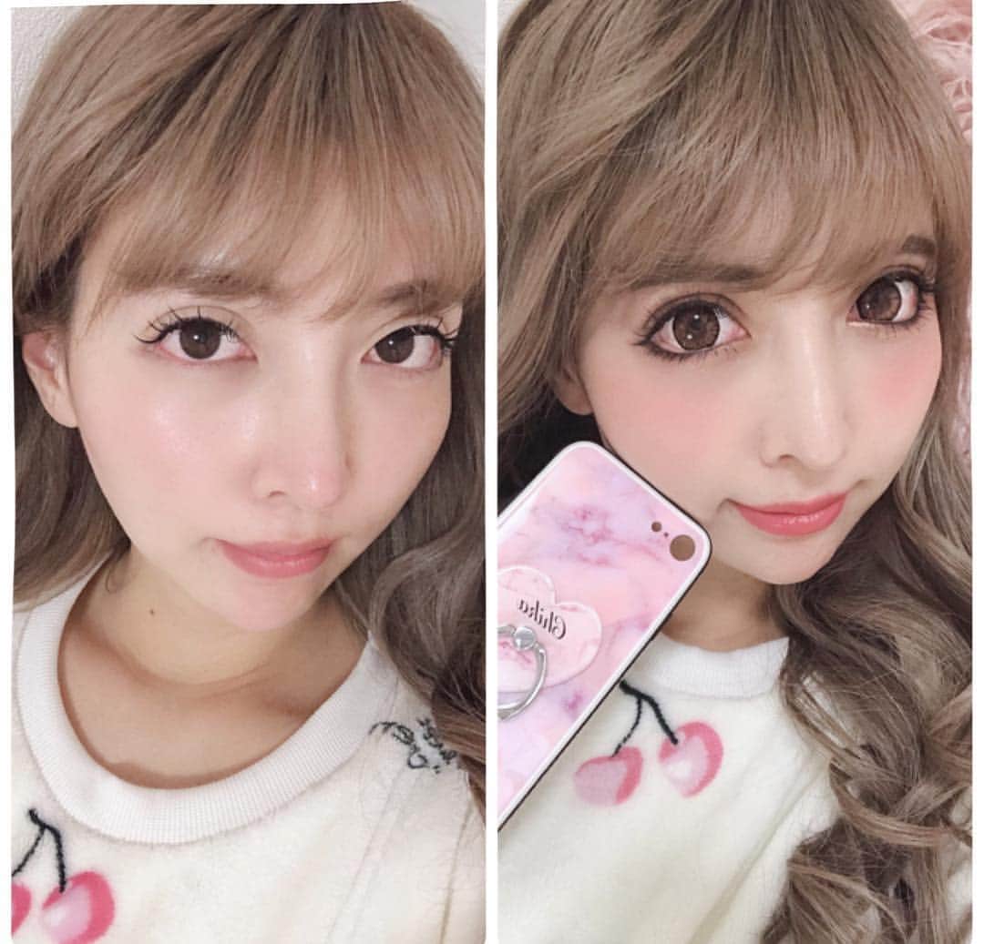 吉川ちかさんのインスタグラム写真 吉川ちかinstagram 化粧カラコンパワー凄っ 本当に別人級だからね 笑 カラコンっていつ 卒業できるんだろうって 本当にいつも思ってる W 化粧したら映える二重幅だけど すっぴんだとやっぱり不自然な幅 だから裸眼も