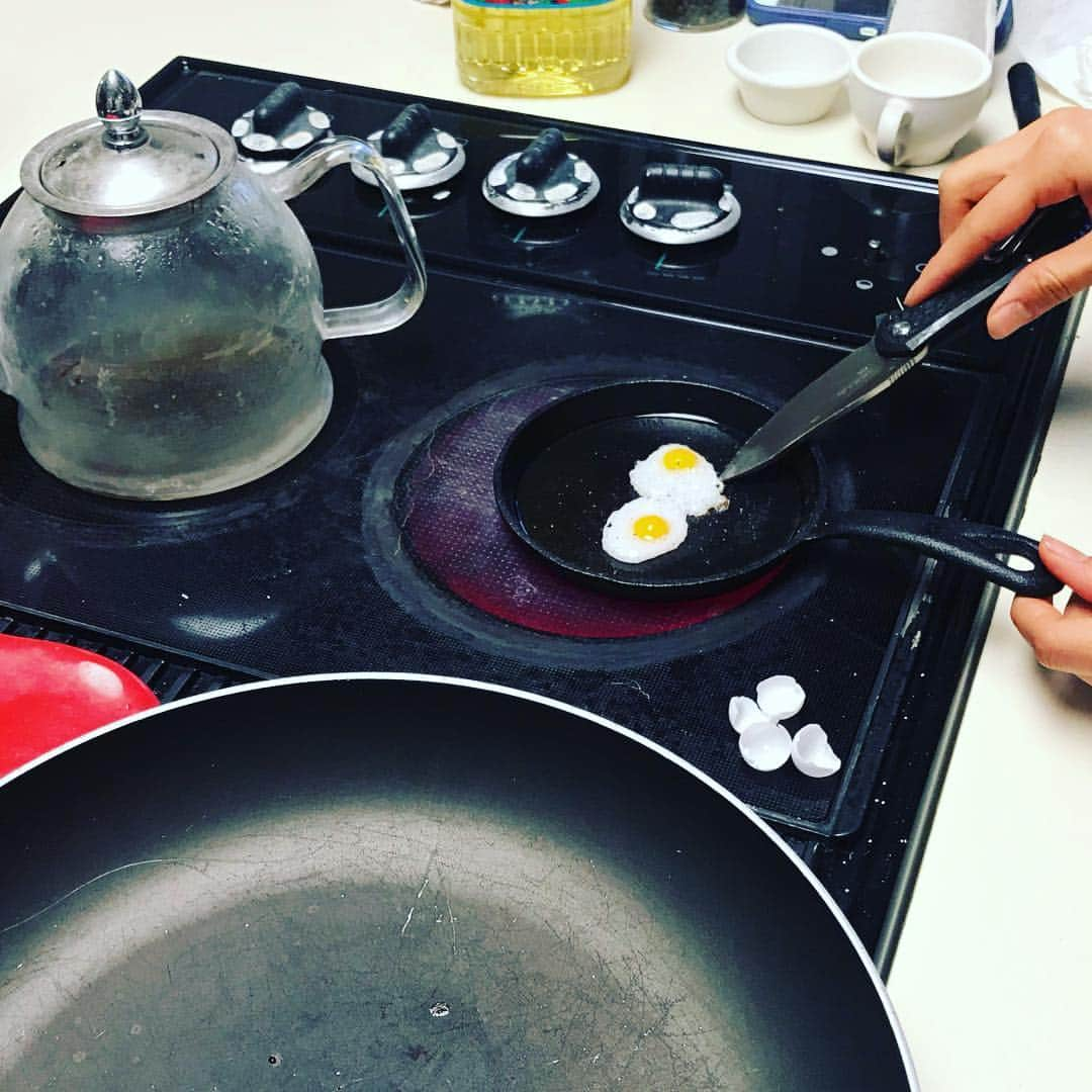 黒澤はるかさんのインスタグラム写真 - (黒澤はるかInstagram)「セキセイインコの目玉焼きの作り方〜in Texas〜 1.セキセイインコの卵を用意します 2.小さいフライパンを用意します 3.卵を人差し指と親指で挟んで持ちます 4.先の尖っとたもので殻にトントンと割れ目を入れます 5.卵を熱したフライパンに落とします(この時、黄身がなかなか落ちてこないことがあるので注意) 6.お好みまで焼き塩胡椒をふります 7.塩胡椒をしたら小さいフライ返しでとります(今回はナイフで代用) 8.お皿に盛って完成‼︎小さいので喧嘩をしないで食べましょう  #セキセイインコの卵 #目玉焼きの作り方 #誰も求めてない投稿 #おままごと #inアメリカの卵編」1月18日 17時44分 - haruka_offi