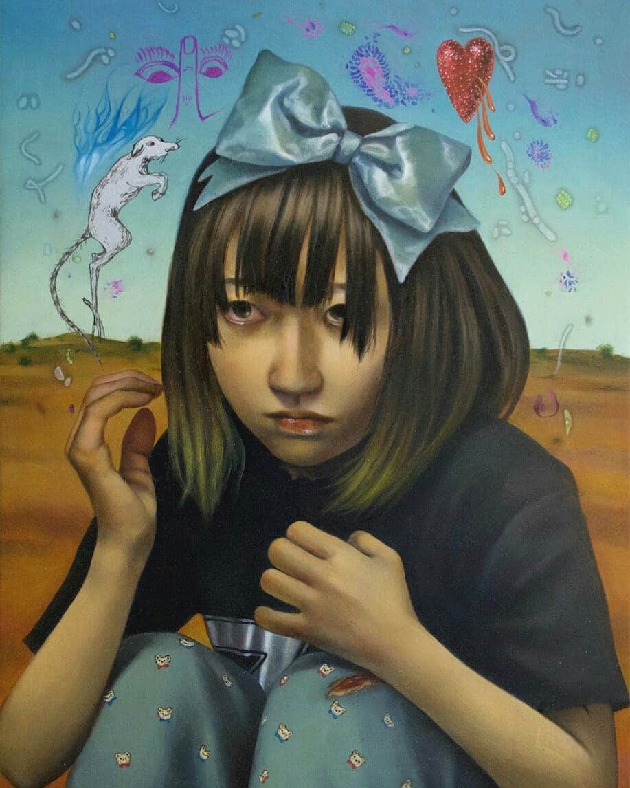 新宅和音さんのインスタグラム写真 - (新宅和音Instagram)「アリスは不安になって ・ Alice got anxiety ・ #art #artwork #painting #oilpainting #japaneseart #japaneseartist #japan #portrait #contemporaryart #girl #picoftheday #lowbrowart #popsurrealism #medieval #beautifulbizarre #swsfeature #アート #油彩 #油絵 #女の子」1月19日 13時13分 - kazune1900