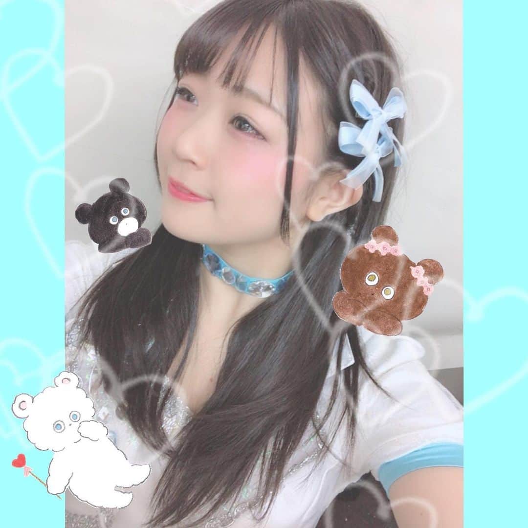 のインスタグラム：「お目目キラキラ～🌟 . . .#me #ribbon #premony #水月桃子 #beautiful #eye #blue #lightblue #idol #girl #可愛 #アイドル #プレモニー #かわいい #横顔 #色白 #衣装 #instagood #instagramer #look」