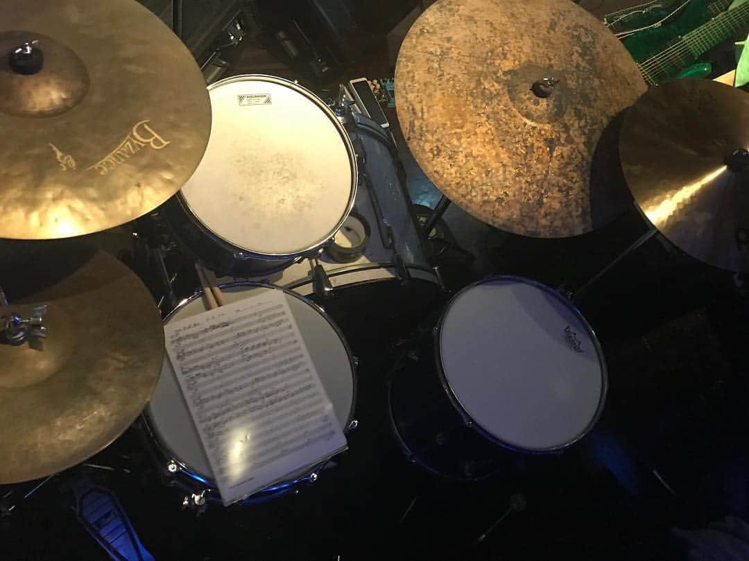 のインスタグラム：「(L to R)MEINL BYZANCE Vintage Sand Hats 14、Sand Thin Crash 18、Pure Light Ride 22、PURE ALLOY Medium Crash 16 (2019.1.27永井健二郎セッション@池袋Absolute Blue)」