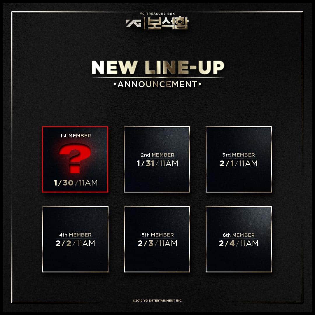 YGのインスタグラム：「NEW LINEUP COMING SOON ⠀⠀⠀⠀⠀⠀⠀⠀⠀⠀⠀⠀⠀⠀⠀⠀⠀ #YG보석함 #YG_TREASURE_BOX #보석함 #NEW_LINEUP #COMINGSOON #20190130_11AM #YG」