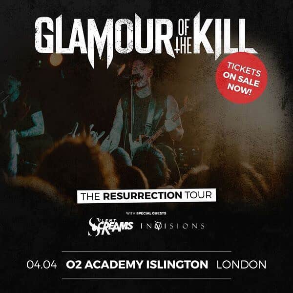 グラマー・オブ・ザ・キルのインスタグラム：「Tickets are on sale now for our BIGGEST headline show to date. We are hitting up @o2islington this April! Who’s got their tickets? Expect fire 🔥 😜🔥 (link in bio)」