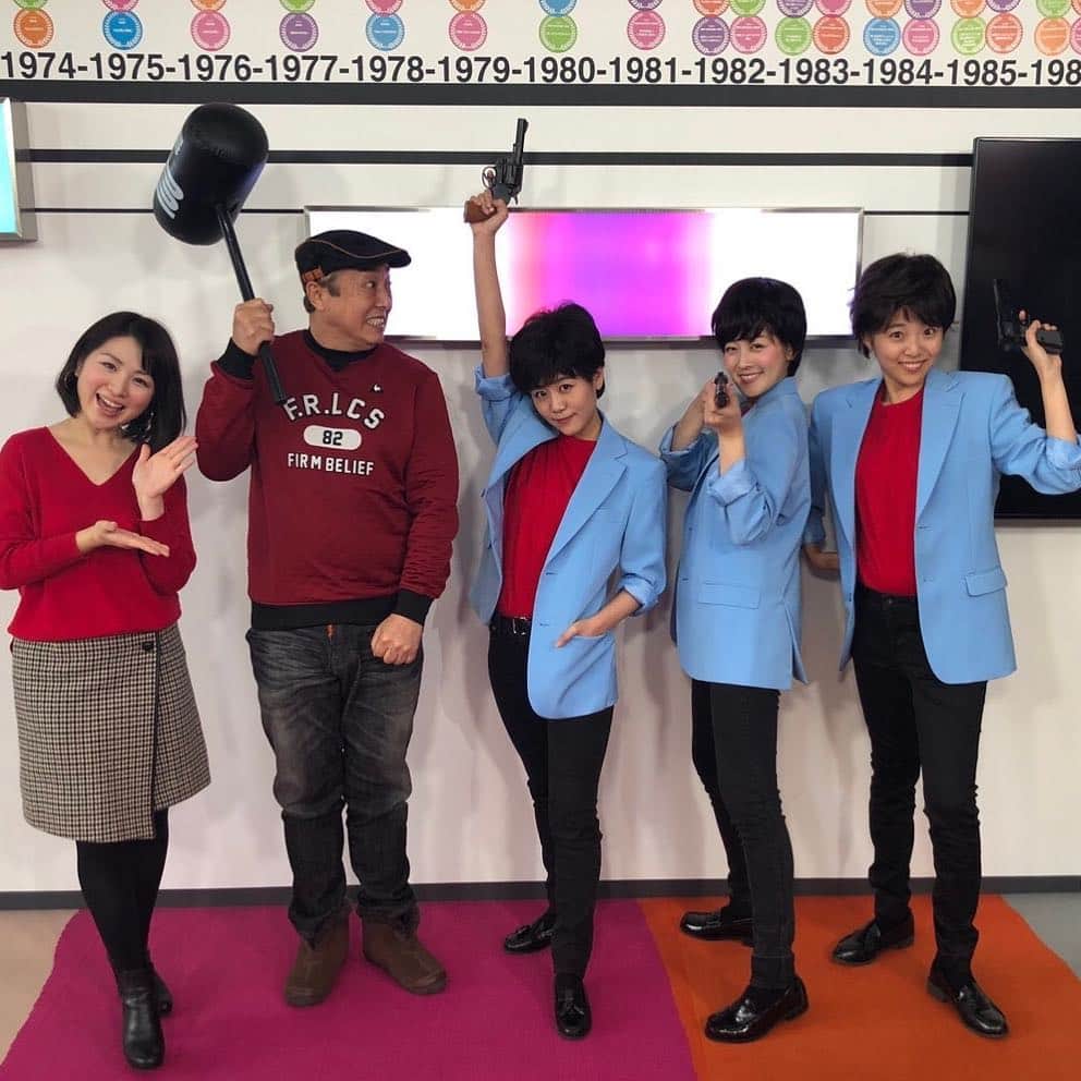 中村秀香のインスタグラム：「今週の #ギューン  アニメ『劇場版シティーハンター〈新宿プライベート・アイズ〉』が全国ロードショーされることにちなんで  全員、主役の冴羽獠になりきってみました！（笑） 誰が真の冴羽獠なのか、対決です…」