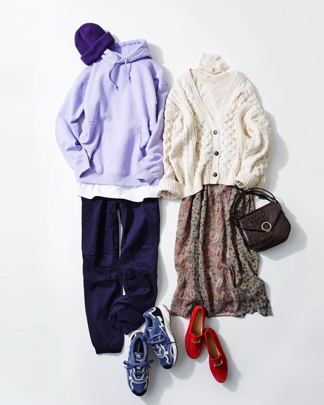 ルミネ公式のインスタグラム：「ミックスプリントと赤のローファーが勇気を後押し #カーディガン ¥6,400+TAX #ニット ¥6,900+TAX #スカート ¥20,000+TAX #バッグ ¥5,900+TAX #ローファー ¥22,000+TAX #パーカー ¥9,500+TAX #カットソー ¥5,500+TAX #パンツ ¥12,000+TAX #キャップ ¥3,700+TAX #スニーカー ¥16,000+TAX ・ [ #LUMINEMAGAZINE ] #lumine #ルミネ #ルミネ立川 #ケービーエフ #アングリッド #フレームワーク #ビームス #ootd #outfit #fashion #coordinate #コーディネート #ファッション #デイリーコーデ #コーデ #フォロー #川上さやか http://magazine.lumine.ne.jp/?p=80391 ※商品の価格や取り扱い状況は撮影時点のもので、変更になることがあります。」