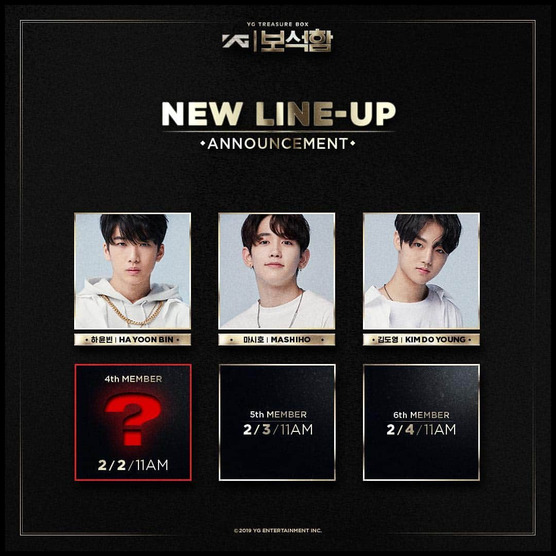 YGのインスタグラム：「NEW LINEUP MEMBER #4 COMING SOON ⠀⠀⠀⠀⠀⠀⠀⠀⠀⠀⠀⠀⠀⠀⠀⠀⠀ ✨ 2019.02.02 11AM kst ⠀⠀⠀⠀⠀⠀⠀⠀⠀⠀⠀⠀⠀⠀⠀⠀⠀ #YG보석함 #YG_TREASURE_BOX #보석함 #NEW_LINEUP #4TH_MEMBER #COMINGSOON #20190202_11AM #YG」