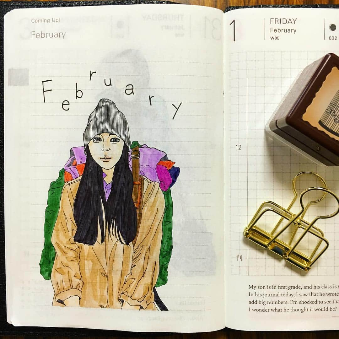 bouinaさんのインスタグラム写真 - (bouinaInstagram)「February! . . . #ほぼ日手帳 #ほぼ日 #ほぼ日プランナー #ほぼ日手帳プランナー #ほぼ日planner #hobonichiplanner #hobonichi #bouinadiary #diary #1日1絵 #絵 #絵日記 #手帳 #スケッチ #sketch #2月 #february」2月2日 11時17分 - bouina