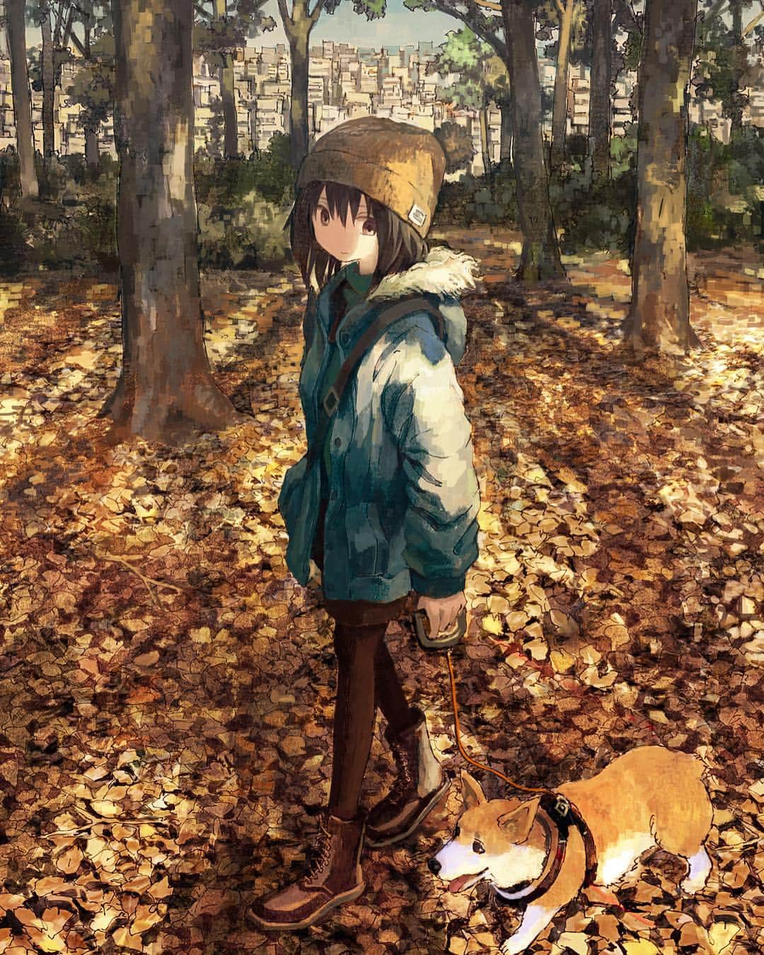 Akimasa Tokunagaのインスタグラム：「散歩🍂walk #art #illustration #corgi #manga #絵 #イラスト」