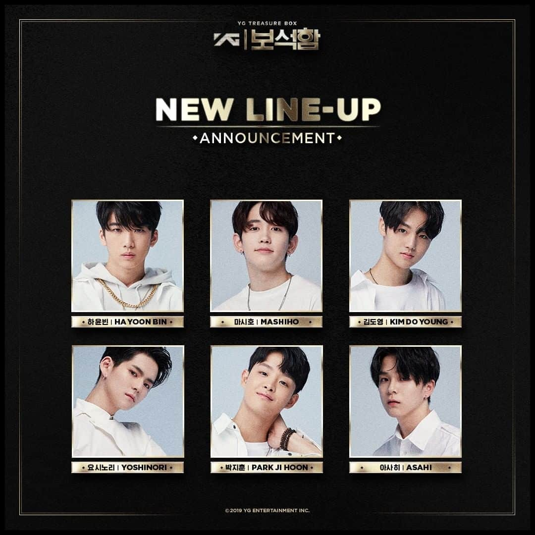 YGのインスタグラム：「NEW LINEUP ANNOUNCEMENT ⠀⠀⠀⠀⠀⠀⠀⠀⠀⠀⠀⠀⠀⠀⠀⠀⠀ #1 하윤빈 (HA YOON BIN) #2 마시호 (MASHIHO) #3 김도영 (KIM DO YOUNG) #4 요시노리 (YOSHINORI) #5 박지훈 (PARK JI HOON) #6 아사히 (ASAHI) ⠀⠀⠀⠀⠀⠀⠀⠀⠀⠀⠀⠀⠀⠀⠀⠀⠀ #YG보석함 #YG_TREASURE_BOX #보석함 #NEW_LINEUP #하윤빈 #HAYOONBIN #마시호 #MASHIHO #김도영 #KIMDOYOUNG #요시노리 #YOSHINORI #박지훈 #PARKJIHOON #아사히 #ASAHI #YG」