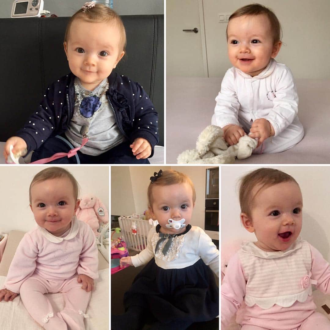 のインスタグラム：「Our little baby girl is 8 months today! 💞#momlifeisthebestlife #8monthsold #alwayssmiling #happybaby #proudparents #enjoyingeverymoment #naëlle」