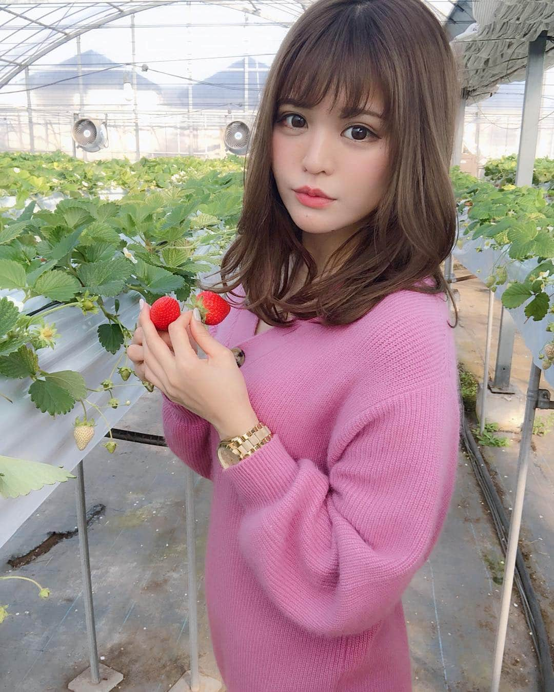 ななぴさんのインスタグラム写真 - (ななぴInstagram)「いちご狩りしてきたっ🍓💓 ﻿﻿ ﻿﻿ 美味しかったし苺かわいいし﻿﻿ ビニールハウスの中あったかいし…﻿﻿ 最高でした😇💓﻿﻿ ﻿﻿ またいきたいなぁ〜🐰﻿﻿ ﻿﻿ ピンクニット一枚だとこんな感じ！﻿﻿ ふわふわであったかいし﻿﻿ Vネックにボタンワンピで﻿﻿ デザインも可愛いです◎🥰﻿﻿ ﻿﻿ おきにいりっ！﻿ 👼🏻﻿ ﻿ ﻿ #いちご狩り #いちご #イチゴ #イチゴ狩り #おでかけ #わがままいちご #いちご大福 #🍓 #いちご大好き #小泉農園 #東京 #苺 #苺狩り #スナイデル #ワンピース #ワンピ #スナイデルコーデ #snidel #ワンピースコーデ」2月5日 17時48分 - __nanapgram__