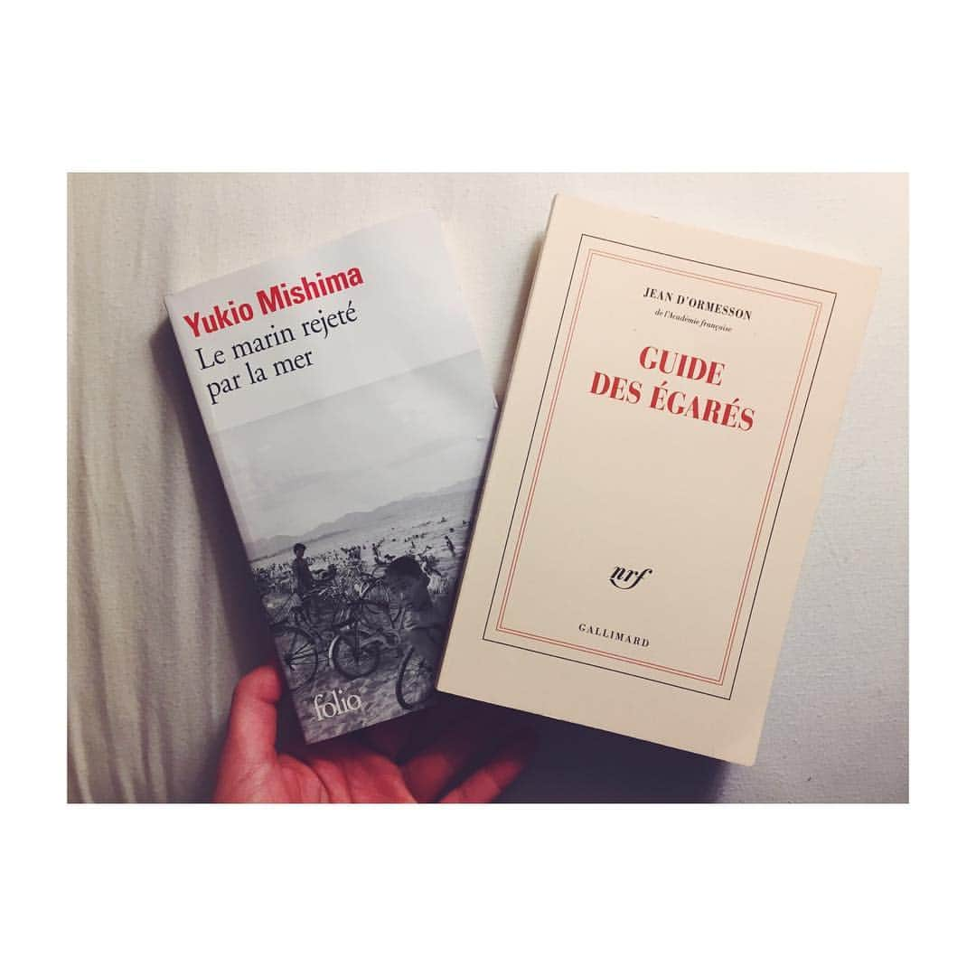 中井ノエミのインスタグラム：「🐒 ☕️Feb reads 💃🍷 wanderers & outsiders edition #fml . . . #bonjour #sayonara #nightowl #thesailorwhofellfromgracewiththesea #ormesson #bookworm #hermione #winterlover #sleeplessnights #literature #poetry #litterature #jeandormesson #mishima #beauty #guidedesegares #ecrivain #greatwriter #writing #screenwriting #inspiration #japaneseliterature #frenchliterature」